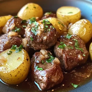 Garlic Butter Beef Bites with Potatoes