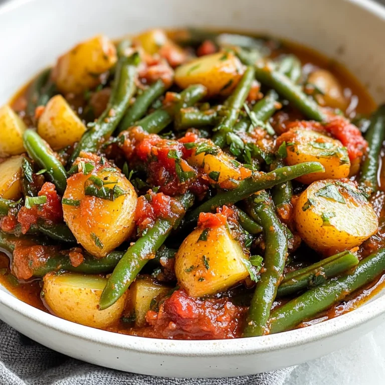 Mediterranean Braised Green Beans with Potatoes and Basil