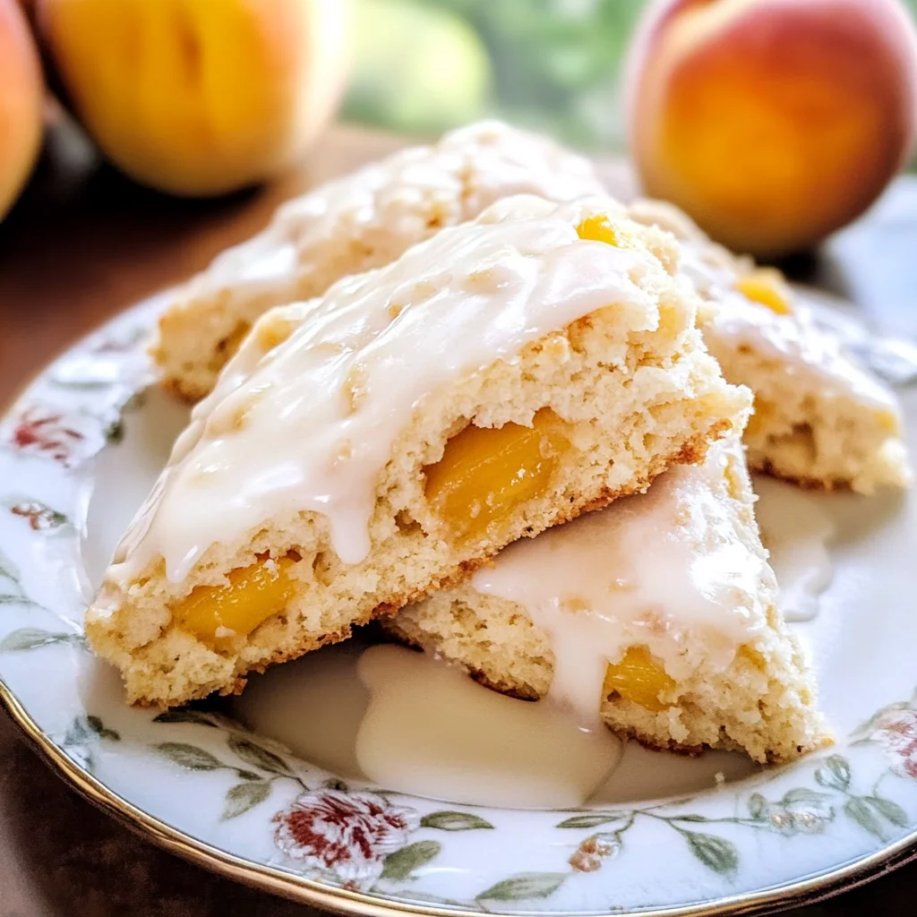 Peach Pie Scones with a Vanilla Glaze