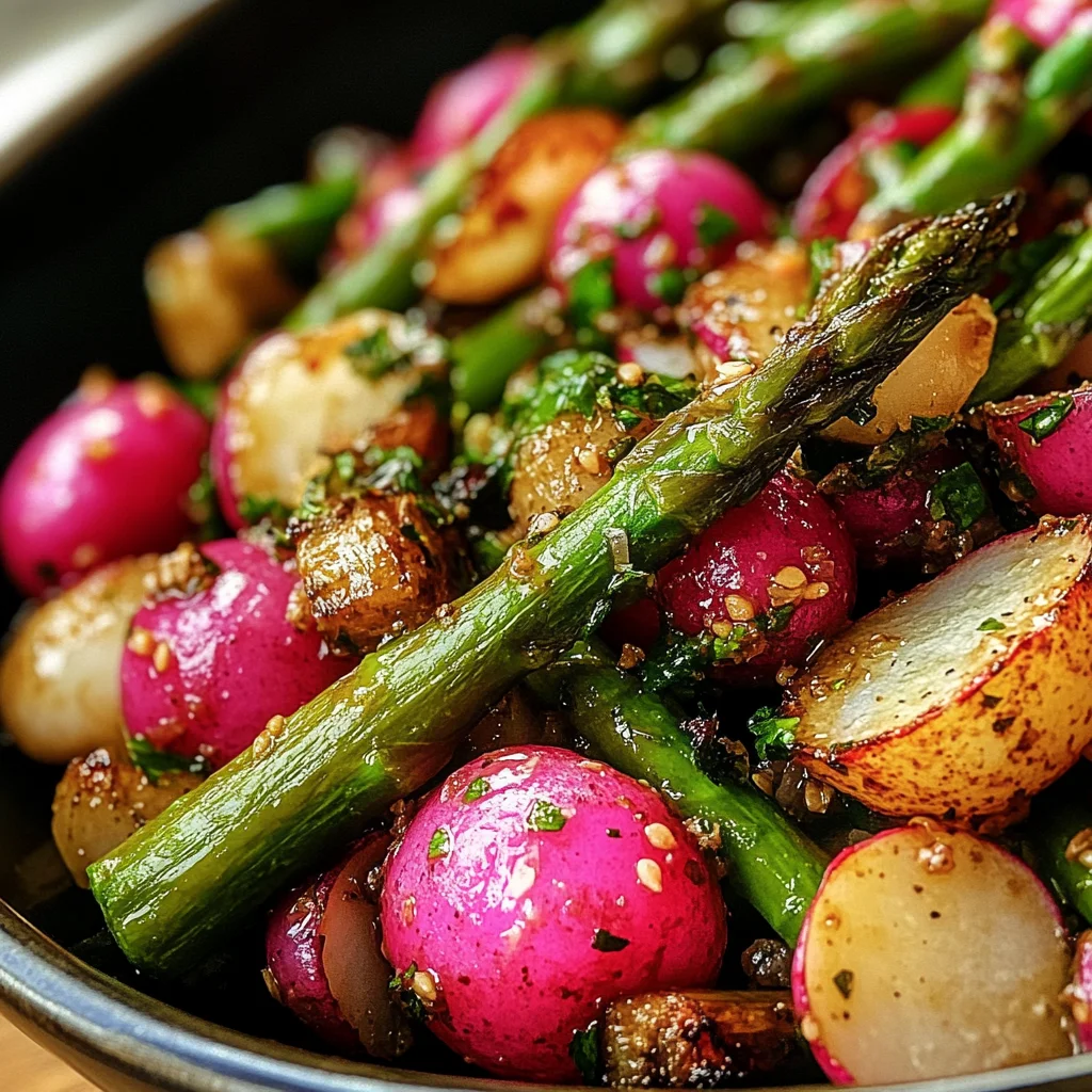 Roasted Asparagus and Radishes with Mustard Vinaigrette