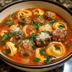 Cheesy Meatball Tortellini Soup