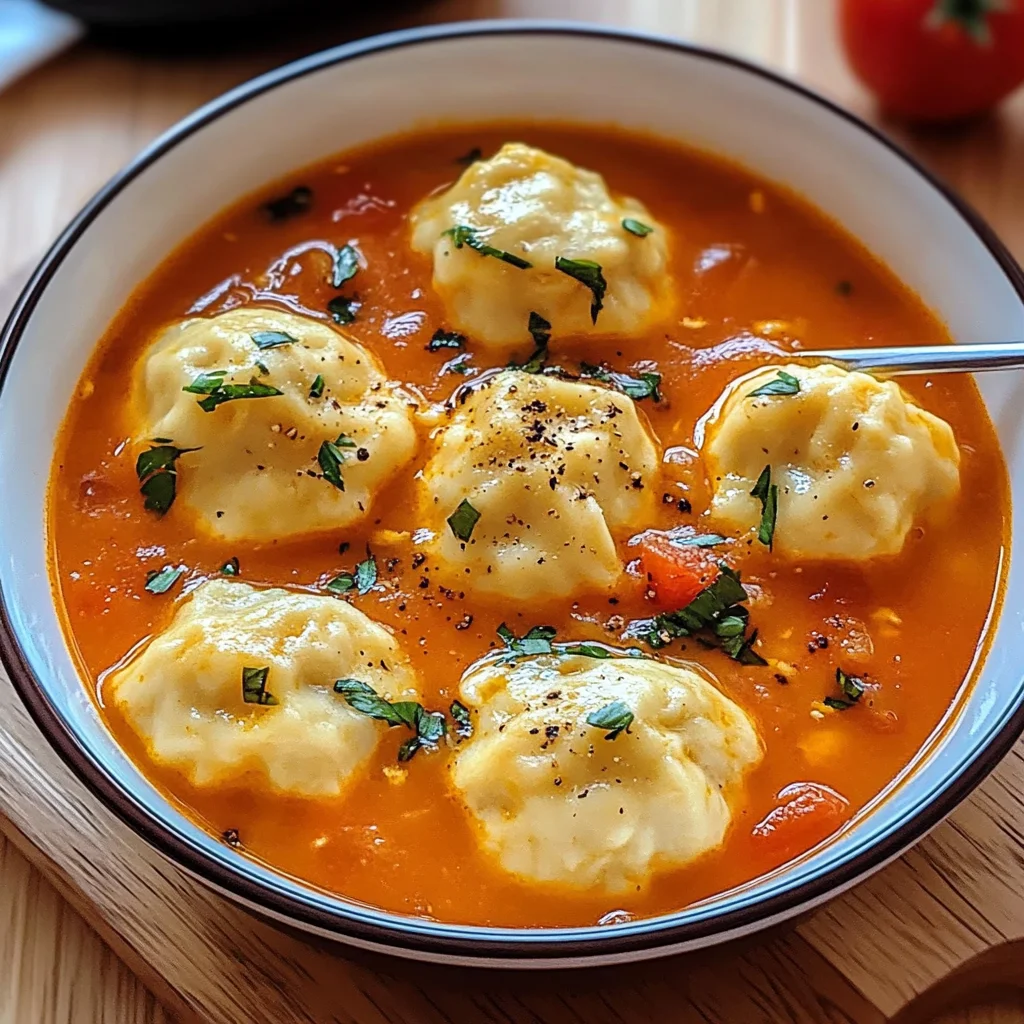 Tomato Soup with Cheese Dumplings