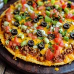 Crispy Mexican Pizza with Seasoned Beef and Refried Beans Recipe