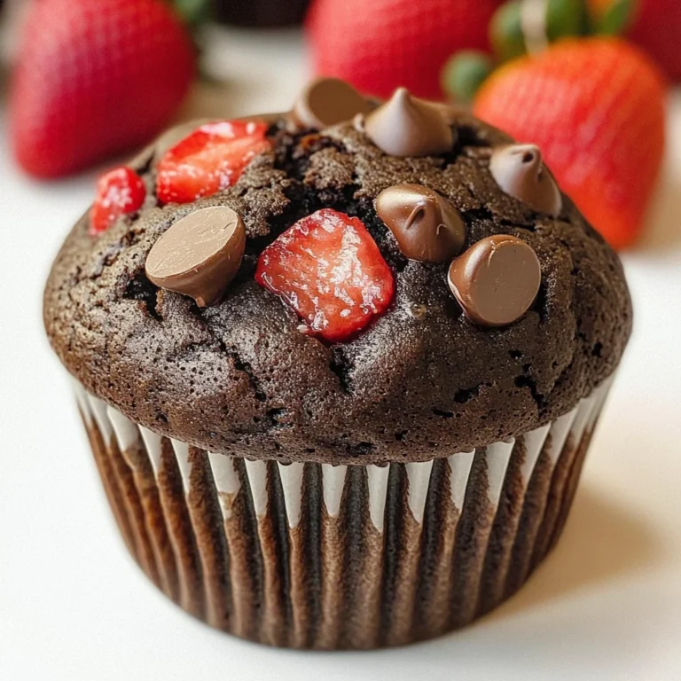 Double Chocolate Strawberry Muffins (fresh strawberries)