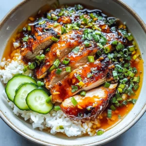 Caramelised Soy Chicken in Garlic Ginger Broth with Rice