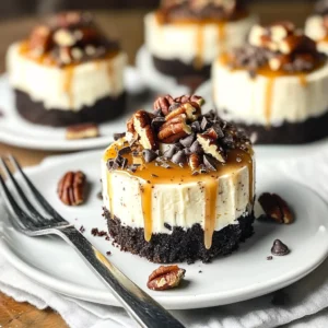 No-Bake Mini Turtle Cheesecakes