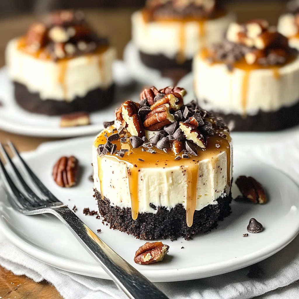 No-Bake Mini Turtle Cheesecakes