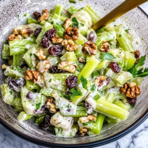 Creamy Celery Salad with Walnuts and Raisins