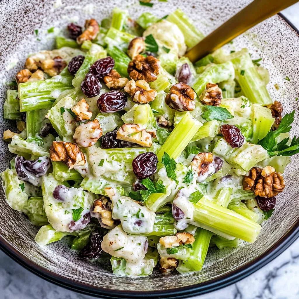 Creamy Celery Salad with Walnuts and Raisins