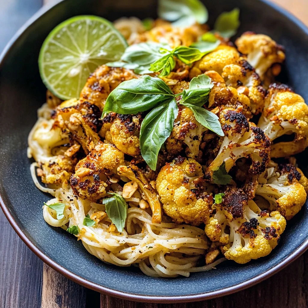 Crispy Black Pepper Turmeric Cauliflower and Garlic Noodles