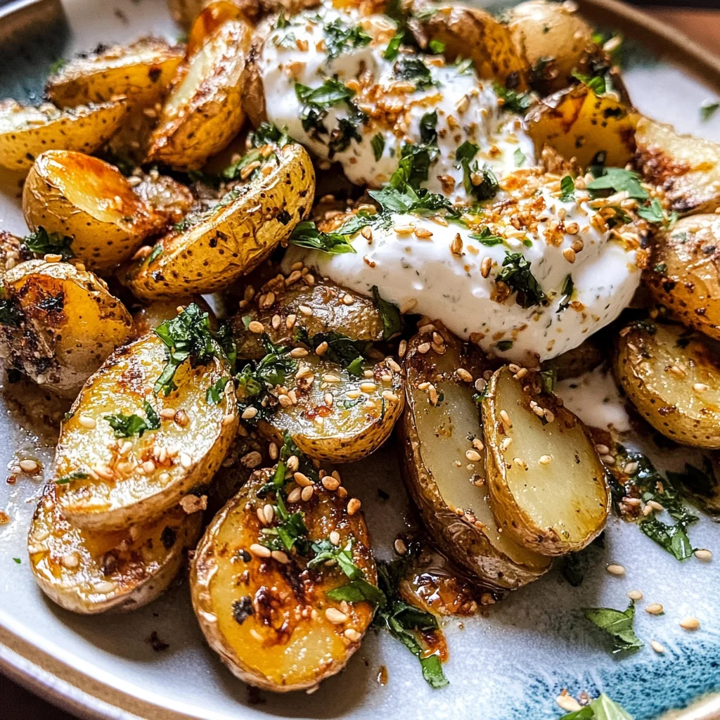 Crispy Oregano Roasted Potatoes with Creamy Feta Sauce