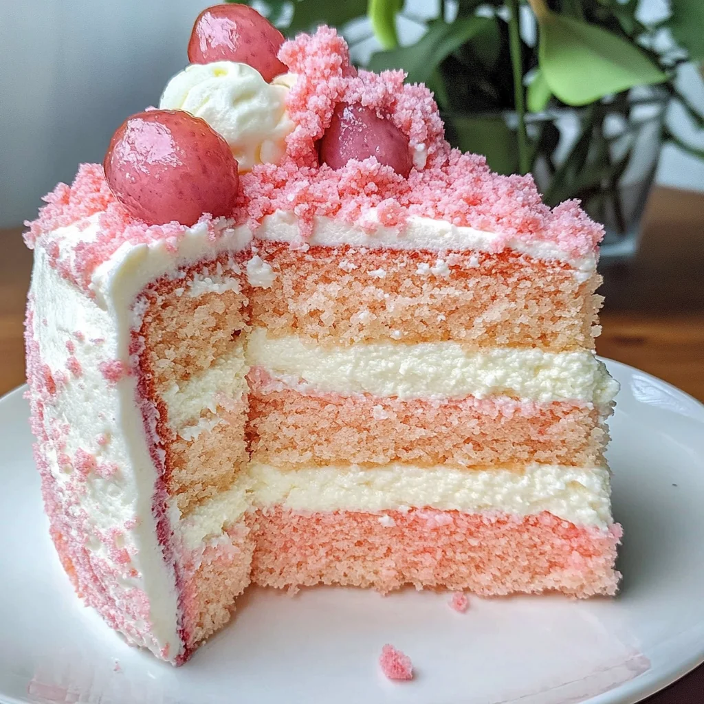 Lychee Cake With Pink Biscuits