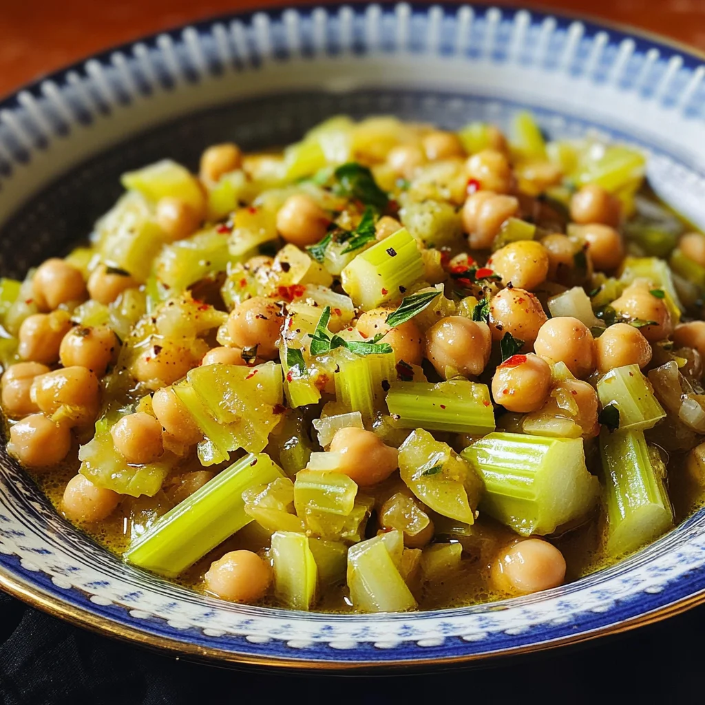 Quick-braised celery and chickpeas