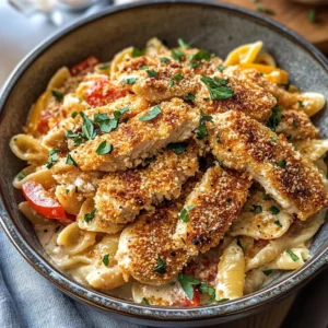 Southern Style Creamy Parmesan Chicken Pasta.