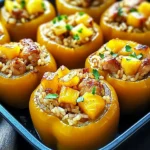 Teriyaki Pineapple Chicken and Rice Stuffed Peppers Delight