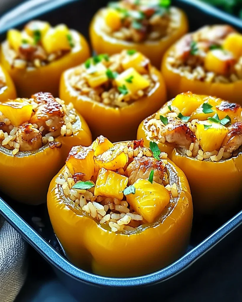 Teriyaki Pineapple Chicken and Rice Stuffed Peppers Delight