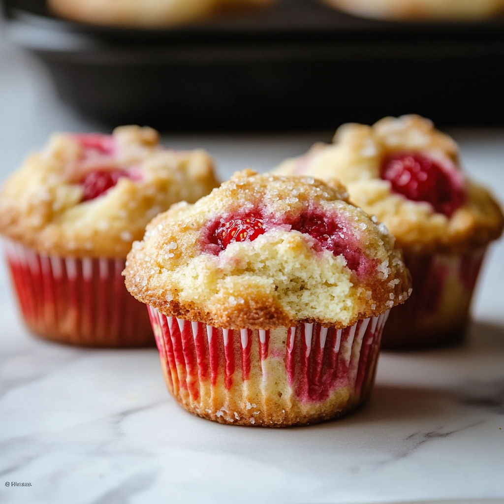 Strawberry Cream Cheese Breakfast Muffins with Fresh Strawberries