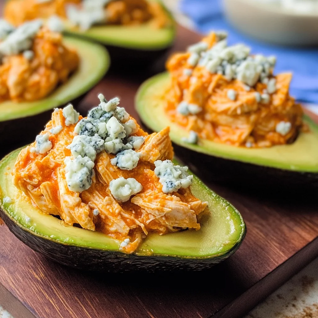 Keto Buffalo Chicken Stuffed Avocados
