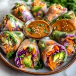 Rainbow Veggie Rice Paper Rolls with Peanut Sauce
