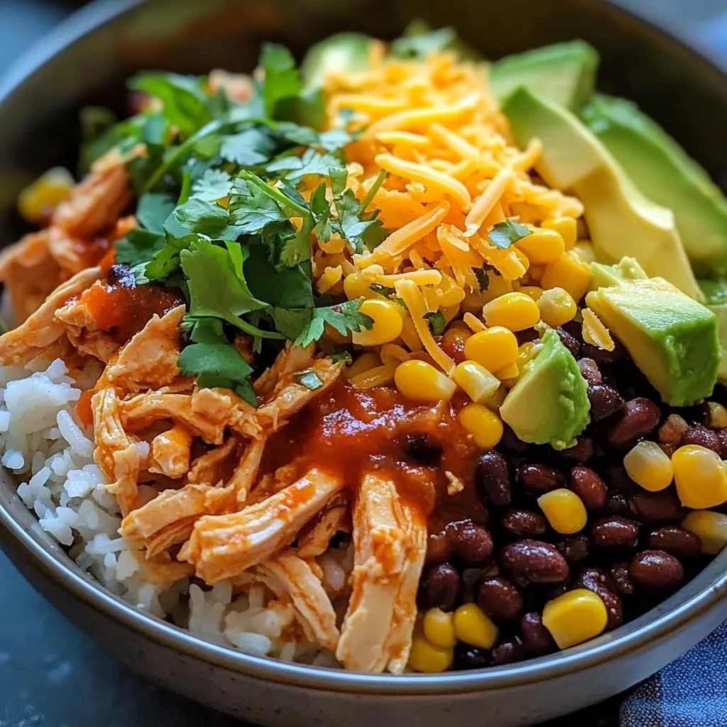 Slow Cooker Mexican Chicken Burrito Bowl