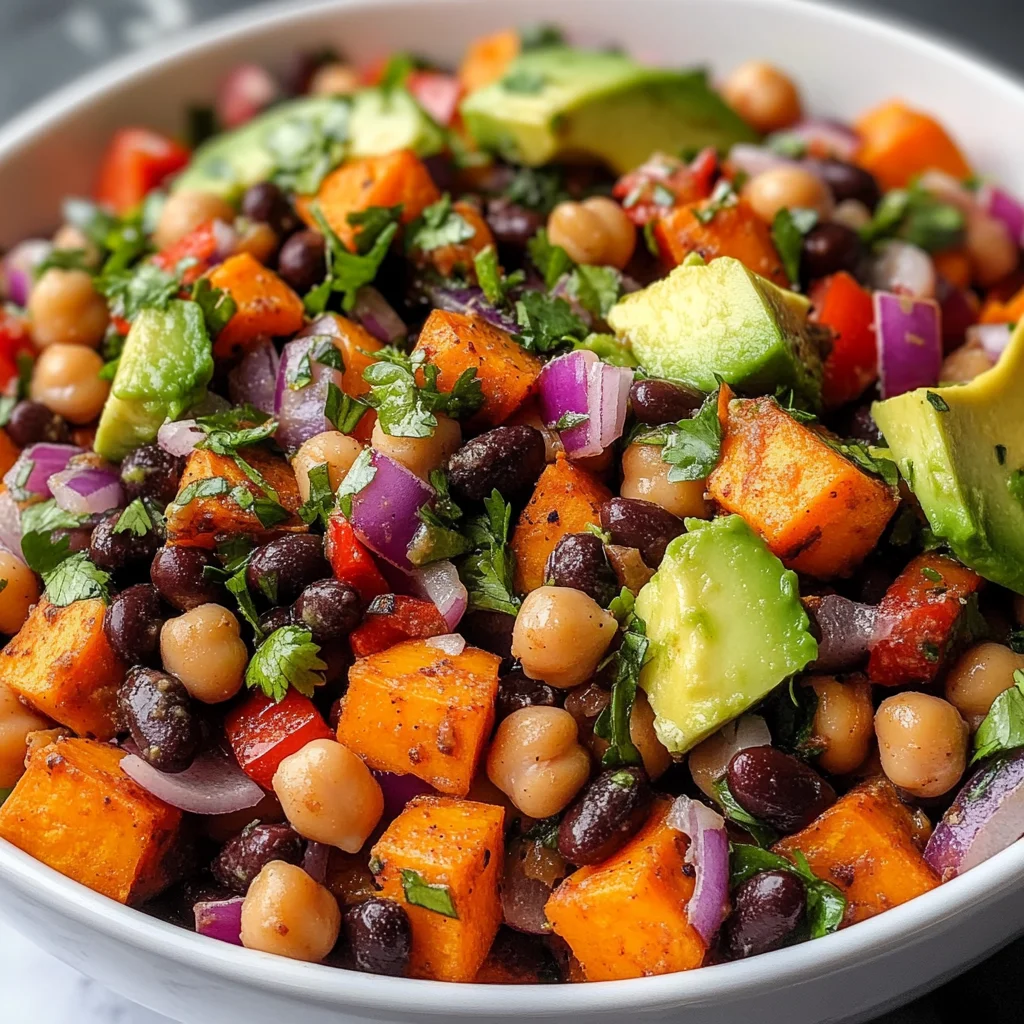 Sweet Potato, Black Bean, and Chickpea Salad