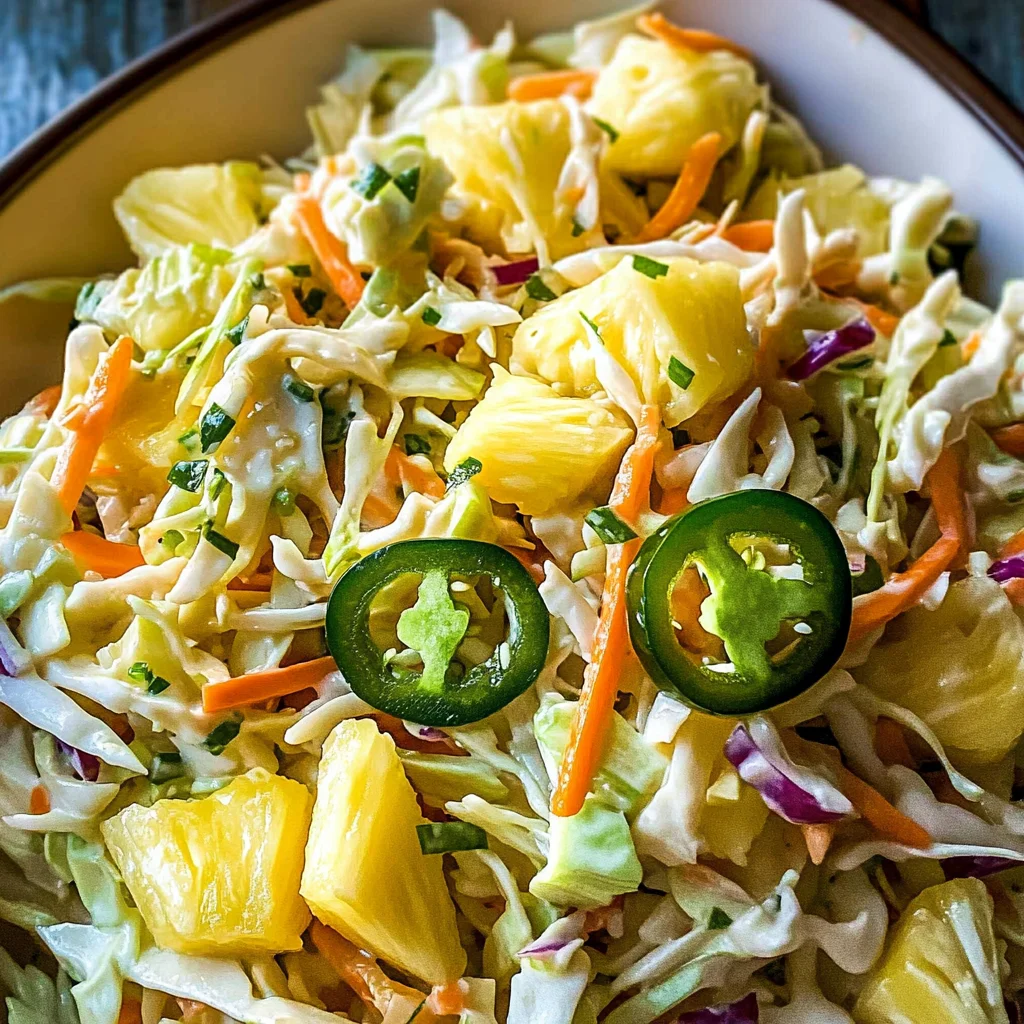 Pineapple Coleslaw with Jalapeno Peppers