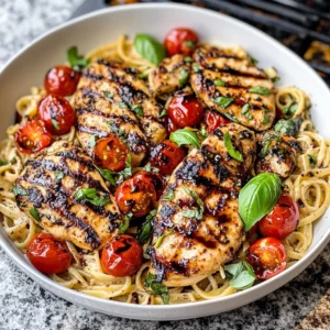 Tomato Basil Pasta with Balsamic Grilled Chicken
